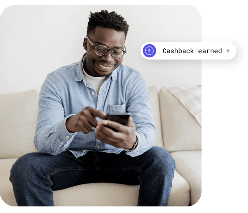 man earning cashback on device